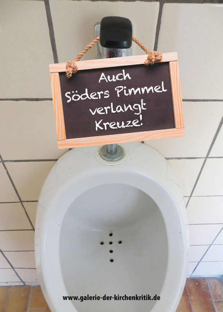 Satirisches Plakat: Urinal-Kreuz