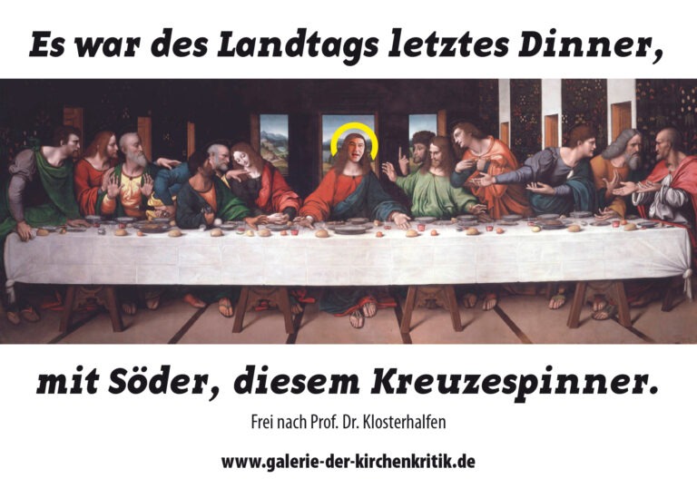 Satirisches Plakat: Des Landtags letztes Dinner