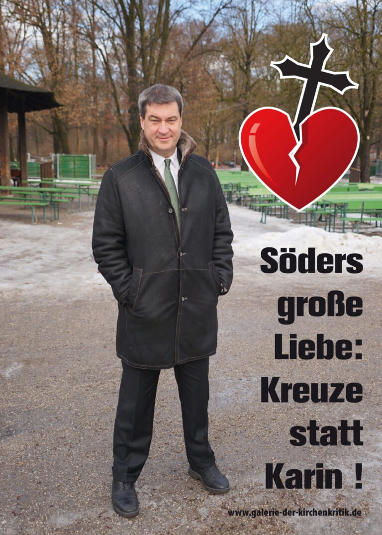 Satirisches Plakat: Gebrochenes Herz