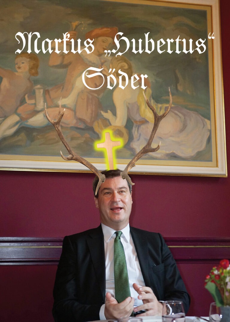 Satirisches Plakat: Hubertus